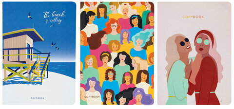 Тетради 40 л. в клетку обложка SoftTouch, НАБОР 3 шт., бежевая бумага 70 г/м2, сшивка, А5 (147х210 мм), JOY, BRAUBERG, 403791