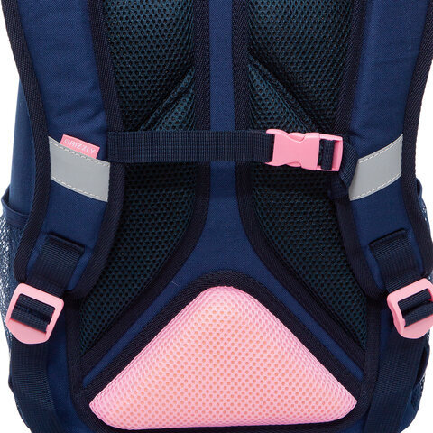 Ранец GRIZZLY, анатомическая спинка, LED лампочки, для девочек, "STAR UNICORN", 37х26х16 см, RG-265-2/1