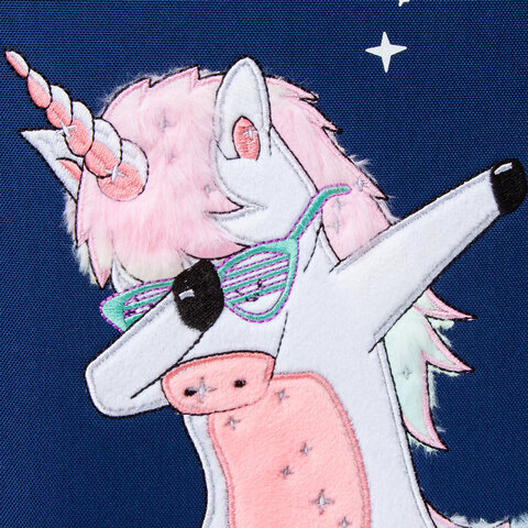 Ранец GRIZZLY, анатомическая спинка, LED лампочки, для девочек, "STAR UNICORN", 37х26х16 см, RG-265-2/1