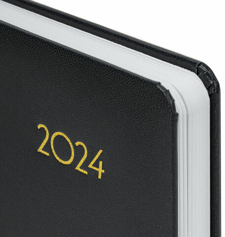 Ежедневник датированный 2024 А5 138x213 мм BRAUBERG "Select", балакрон, черный, 114877