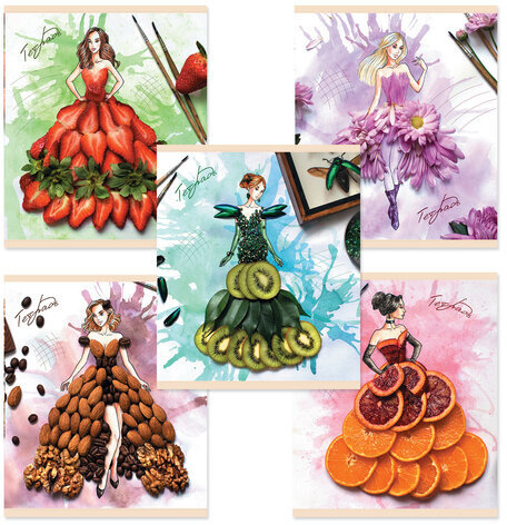 Тетрадь А5, 48 л., ПЗБМ, скоба, клетка, конгрев, выборочный TWIN лак, "Мода-природа" (5 видов), 027464