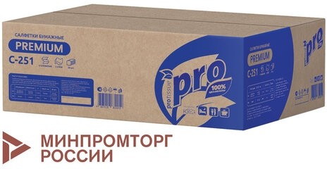 Салфетки 200 шт. PROtissue (Система N4) PREMIUM, 2-слойные, КОМПЛЕКТ 20 шт., 21х16 см, V-сложение, белые, C251