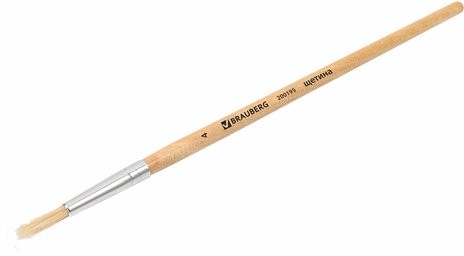 Кисть BRAUBERG, щетина, круглая, № 4, 200195