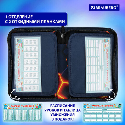 Пенал BRAUBERG, 1 отделение, 2 откидные планки, полиэстер, 21х14 см, "Keep out", 270719