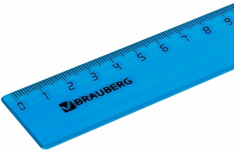 Линейка пластиковая 30 см, BRAUBERG, прозрачная, тонированная, 210610
