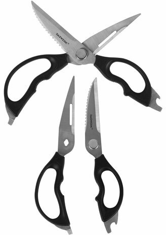 Ножницы кухонные DASWERK, 230 мм, разборные, с открывашками, зазубренные, 608906