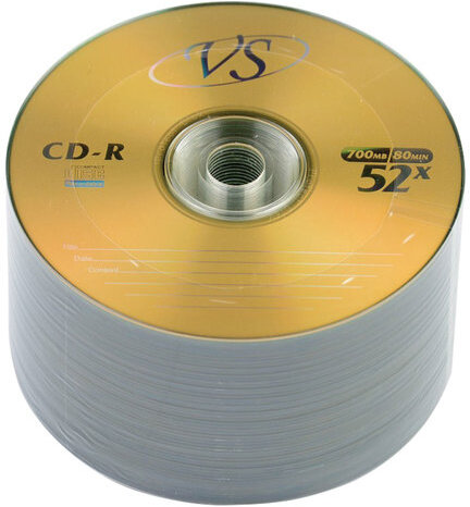 Диски CD-R VS 700 Mb 52x, КОМПЛЕКТ 50 шт., Bulk, VSCDRB5001