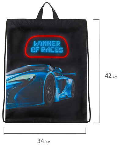 Мешок для обуви BRAUBERG KIDS, с петлей, 42х34 см, "Winner of Races", 271627