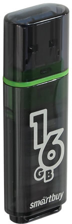 Флеш-диск 16 GB, SMARTBUY Glossy, USB 2.0, черный, SB16GBGS-K