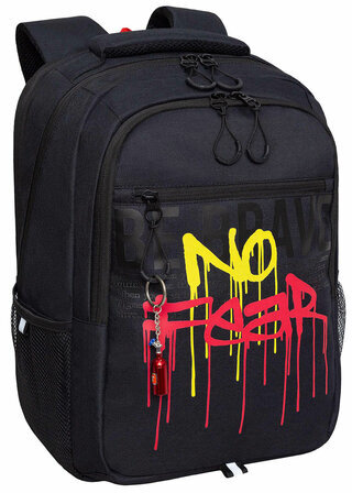 Рюкзак GRIZZLY школьный, анатомическая спинка, 3 отделения, для мальчиков, "NO FEAR", 42х31х22 см, RU-332-2/4