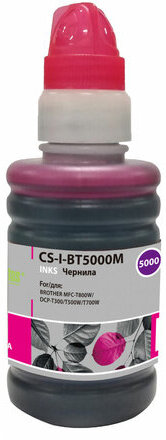 Чернила CACTUS (CS-I-BT5000M) для Brother DCP-T300/T500W/T700W/MFC-T800W, пурпурные, 0,1 л