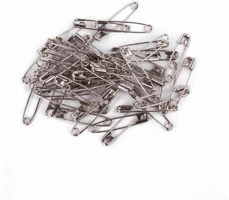 Булавки английские BRAUBERG, 32 мм, никелированные, 50 шт., в пластиковой коробке с европодвесом, 223970