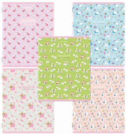 Тетради КОМПЛЕКТ 5 шт., А5, 48 л., BRAUBERG скоба, клетка, матовая ламинация, лак, "Friends", 404395