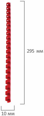 Пружины пластиковые для переплета, КОМПЛЕКТ 100 шт., 10 мм (для сшивания 41-55 л.), красные, BRAUBERG, 530910
