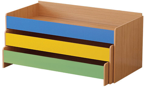 Кровать детская трехъярусная, 1480х652х720 мм, ЛДСП, бук бавария/цветная, настил фанера