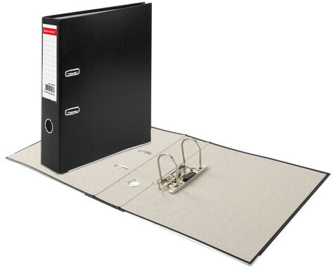 Папка-регистратор, покрытие пластик, 75 мм, ПРОЧНАЯ, с уголком, BRAUBERG, черная, 226595