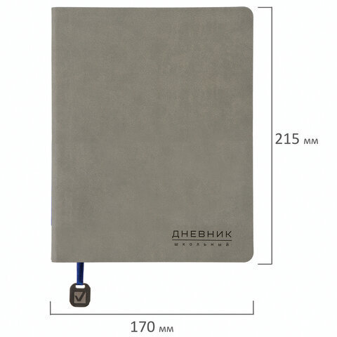 Дневник 1-11 класс 48 л., кожзам (гибкая), термотиснение, BRAUBERG "ORIGINAL", серый, 105966
