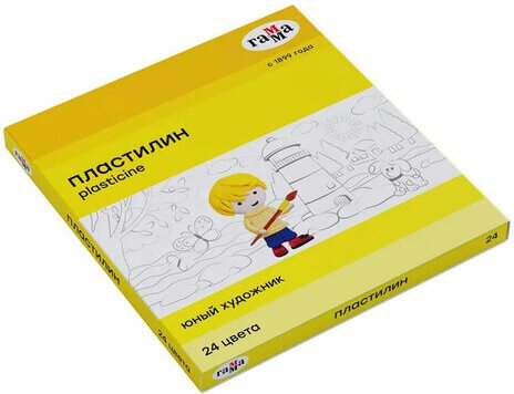 Пластилин классический ГАММА "Юный художник NEW", 24 цвета, 336 г, стек, картонная упаковка, 170820201