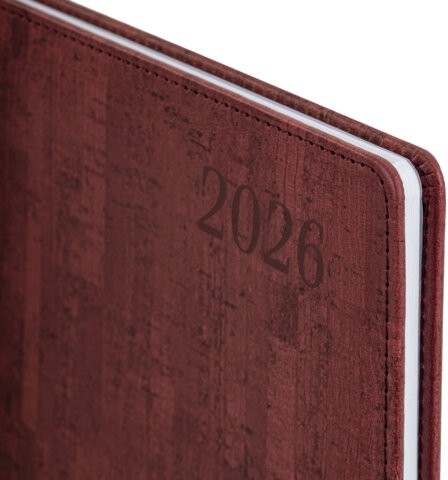 Еженедельник датированный 2026 БОЛЬШОЙ ФОРМАТ 210х297 мм, А4 BRAUBERG "Wood", под кожу, бордо, 117159