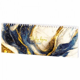 Планинг датированный 2026 285х112 мм, STAFF, гребень, картонная обложка, 64 л., &quot;Мрамор&quot;, 117364