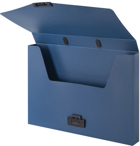 Портфель пластиковый STAFF А4 (320х225х36 мм), без отделений, синий, 229240