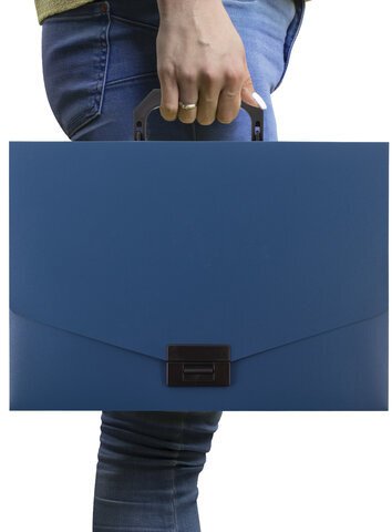 Портфель пластиковый STAFF А4 (320х225х36 мм), без отделений, синий, 229240