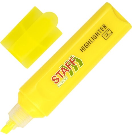 Текстовыделитель STAFF "EVERYDAY HL-720", ЖЕЛТЫЙ, линия 1-5 мм, скошенный наконечник, 152553