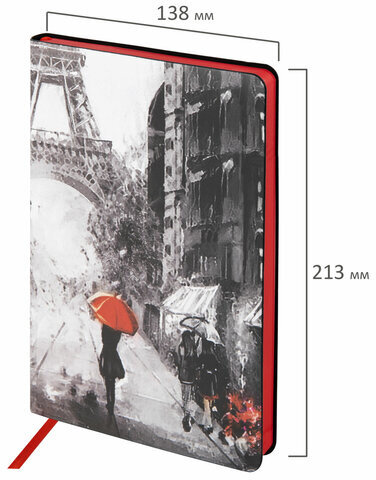 Ежедневник недатированный А5 (138х213 мм), BRAUBERG VISTA, под кожу, гибкий, 136 л., "Paris", 111992