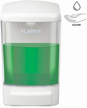 Дозатор для жидкого мыла LAIMA, НАЛИВНОЙ, 1 л, белый, ABS-пластик, 601794