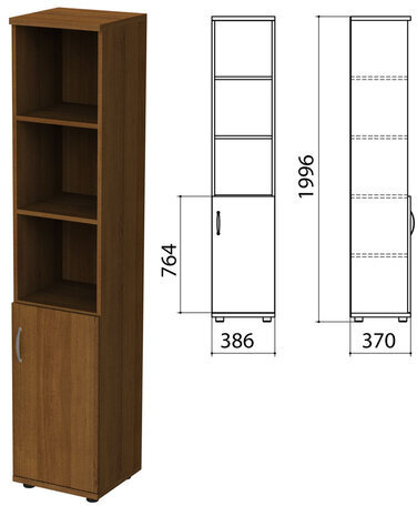 Шкаф полузакрытый "Этюд", 386х370х1996 мм, орех (КОМПЛЕКТ)