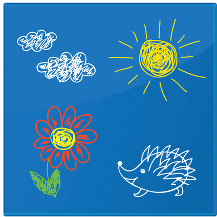 Доска магнитно-маркерная стеклянная 45х45 см, 3 магнита, СИНЯЯ, BRAUBERG, 236741