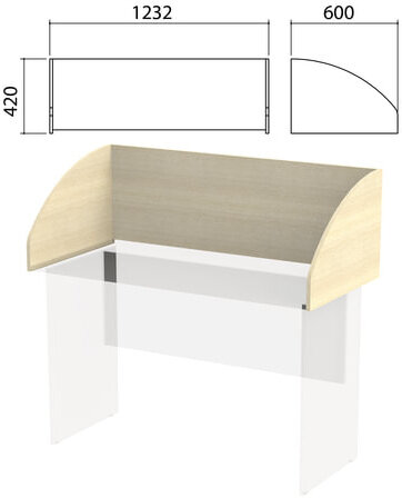 Экран-перегородка "Канц" 1232х600х420 мм, цвет дуб молочный/дуб молочный (КОМПЛЕКТ С ФУРНИТУРОЙ)