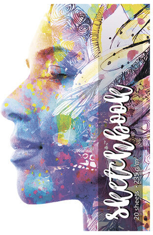 Скетчбук, белая бумага 235 г/м2, 195х300 мм, 20 л., гребень, фольга, выборочный твин лак, "Профиль", 97651