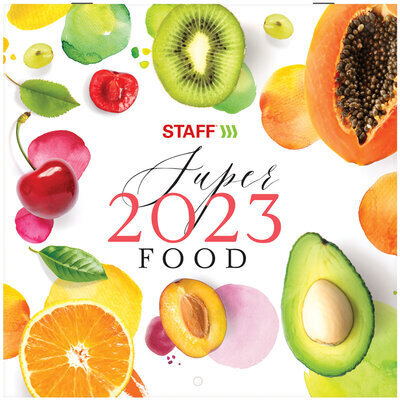 Календарь настенный перекидной 2023 г., 12 листов, 29х29 см, "ФРУКТЫ", STAFF, 114279