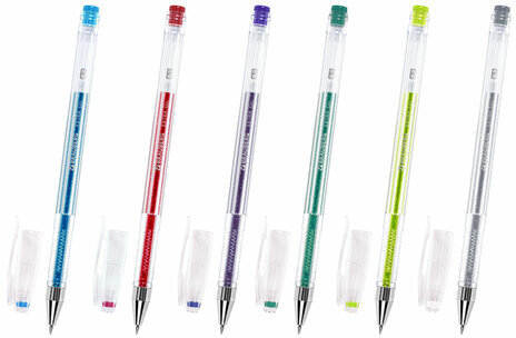 Ручки гелевые БЛЕСТКИ BRAUBERG "EXTRA", НАБОР 6 ЦВЕТОВ, узел 0,7 мм, линия 0,5 мм, 143908