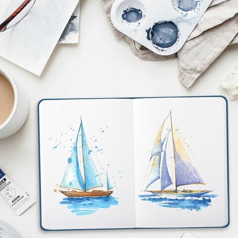 Скетчбук, белая бумага 160 г/м2, 145х203 мм, 80 л., твердая обложка, BRAUBERG ART CLASSIC "Ночь", 114593