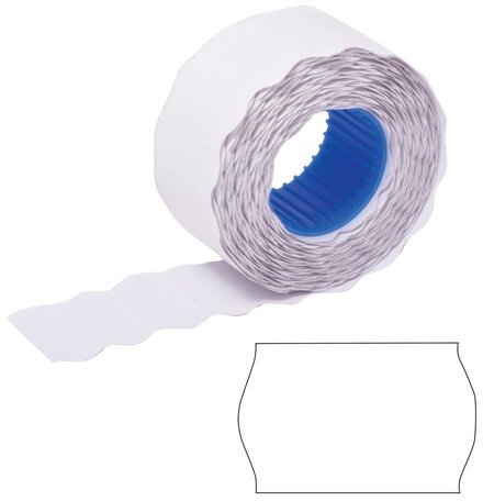 Этикет-лента 26х12 мм, волна, белая, комплект 5 рулонов по 800 шт., BRAUBERG, 123576