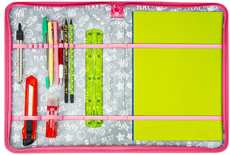 Папка для труда на молнии BRAUBERG А4 с ручкой, 1 отделение, картон, органайзер, "Smiling bear", 270990