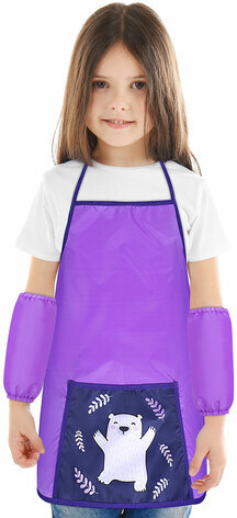 Накидка фартук с нарукавниками для труда ПИФАГОР, 1 карман, 46х54 см, "Happy bear", 272457
