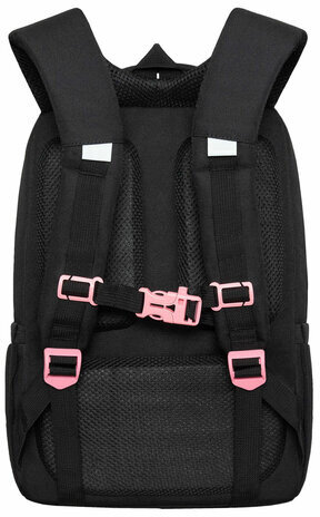 Рюкзак GRIZZLY школьный, анатомическая спинка, 2 отделения, для девочек, SWEET, черный, 39х26х17 см, RG-466-3/4