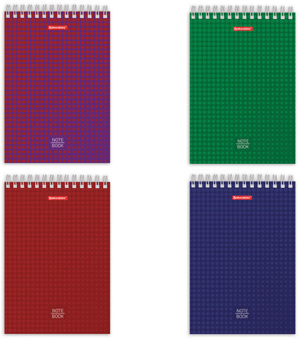 Блокнот А5 (147х207 мм), 80 л., гребень, твердый картон, клетка, BRAUBERG, "Однотонный", 129820