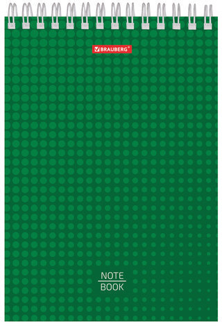 Блокнот А5 (147х207 мм), 80 л., гребень, твердый картон, клетка, BRAUBERG, "Однотонный", 129820