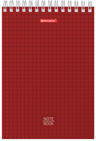 Блокнот А5 (147х207 мм), 80 л., гребень, твердый картон, клетка, BRAUBERG, "Однотонный", 129820