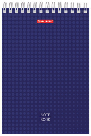 Блокнот А5 (147х207 мм), 80 л., гребень, твердый картон, клетка, BRAUBERG, "Однотонный", 129820