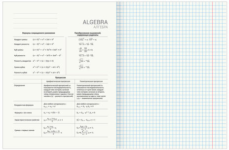 Тетрадь предметная "КЛАССИКА SCIENCE" 48 л., обложка картон, АЛГЕБРА, клетка, подсказ, BRAUBERG, 404806