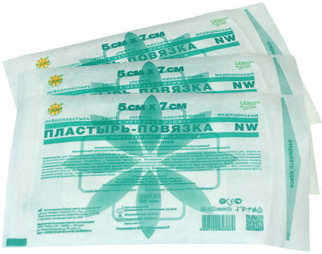 Послеоперационная пластырь-повязка LEIKO 5х7 см, на нетканой основе, со впитывающей прокладкой, 103963