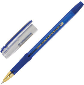 Ручка шариковая масляная с грипом BRAUBERG &quot;i-Rite GT GLD&quot;, СИНЯЯ, корпус тонированный синий, узел 0,7 мм, 143302