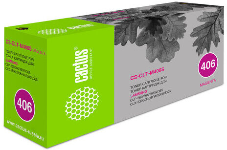 Картридж лазерный CACTUS (CS-CLT-M406S) для SAMSUNG CLP-365/365W, пурпурный, ресурс 1000 страниц