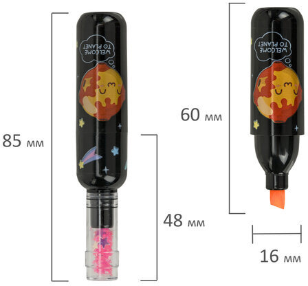 Набор текстовыделителей 6 НЕОНОВЫХ ЦВЕТОВ, ЮНЛАНДИЯ "КОСМОС", линия 1-5 мм, 152512