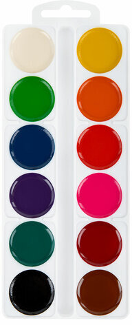 Краски акварельные ЮНЛАНДИЯ "ДОМИКИ", 12 цветов, медовые, круглые кюветы, 192550